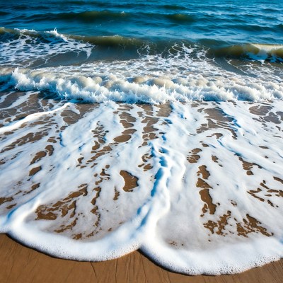 Ocean Waves Crashing on Sandy Beach