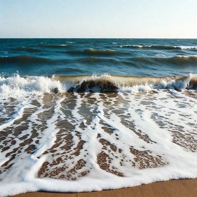Ocean Waves Crashing on Sandy Beach