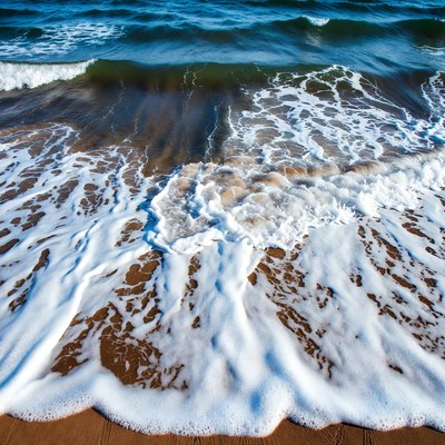 Ocean Waves Crashing on Sandy Beach