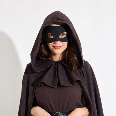 Woman in black hooded mask