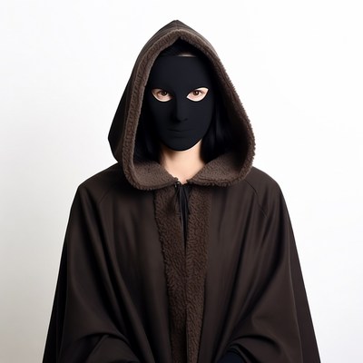 Woman in black balaclava hood