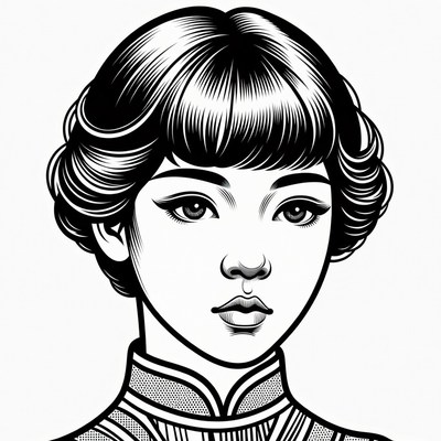 Asian woman in qipao illustration