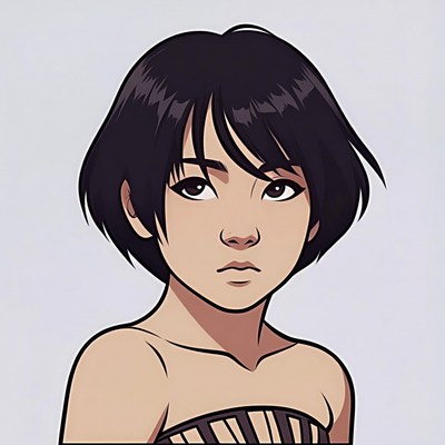 Anime girl with short black hair