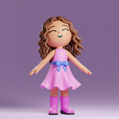 Smiling girl in pink dress