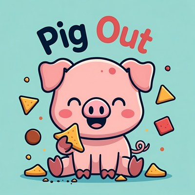 Cute Pig Eating Nachos