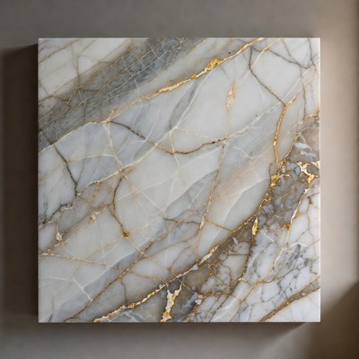 Gold Veined White Marble Slab