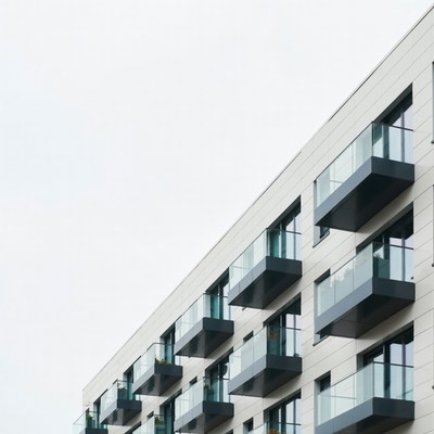 Modern Apartment Building with Balconies