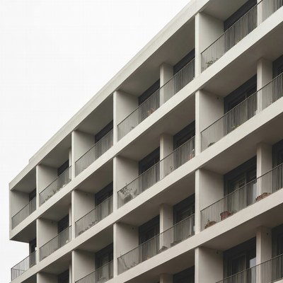Modern White Apartment Building Facade