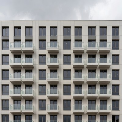 Modern White Apartment Building Facade