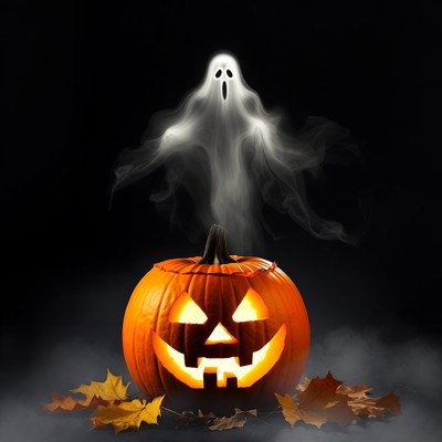 Jack-o'-lantern with Ghost