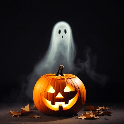Jack-o'-lantern with Ghost