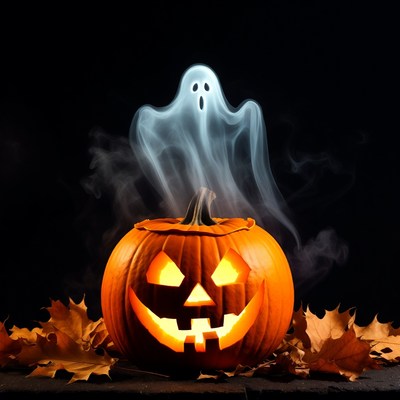 Jack-o'-lantern with Ghost