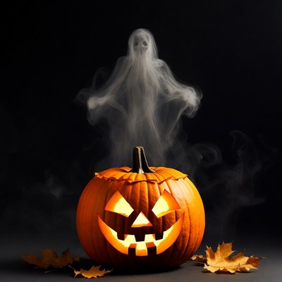 Jack-o'-lantern with Ghost