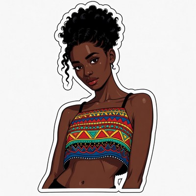 African woman in colorful crop top