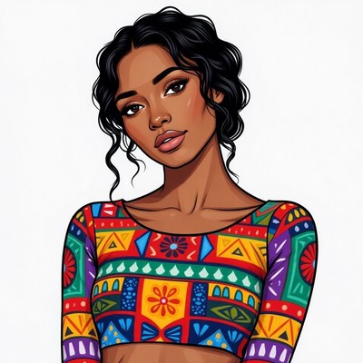 African-American woman in colorful crop top