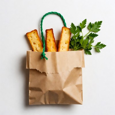 Breadsticks in Paper Bag with Parsley