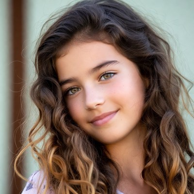 Smiling girl with green eyes