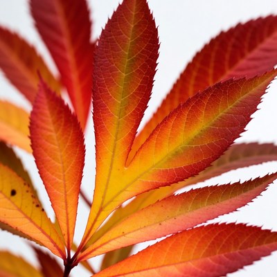 Red Autumn Leaves on White Background