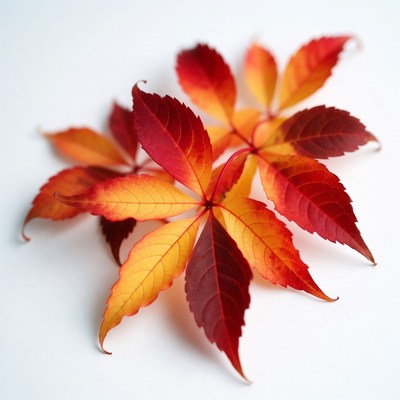 Autumn Maple Leaves on White