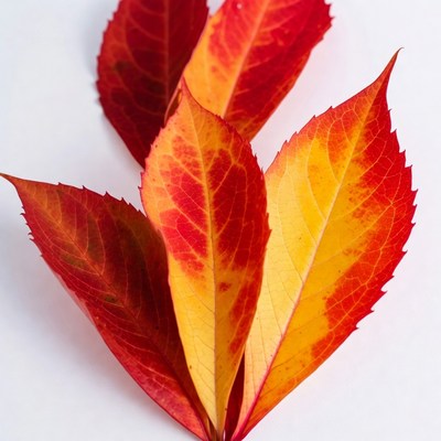 Red Autumn Leaves on White Background