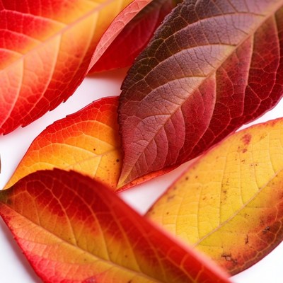 Colorful Autumn Leaves on White