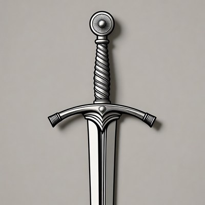 Silver Medieval Sword Illustration