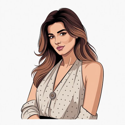 Beautiful woman in polka dot dress