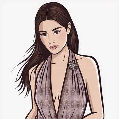 Asian woman in halter dress