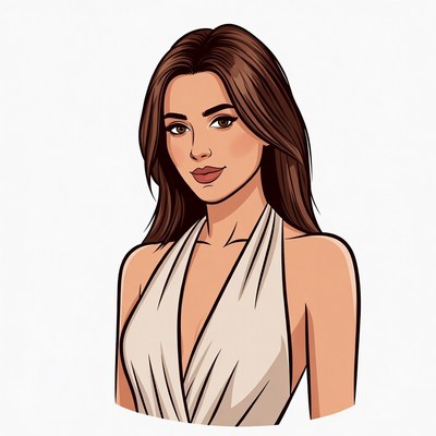 Beautiful woman in white halter dress