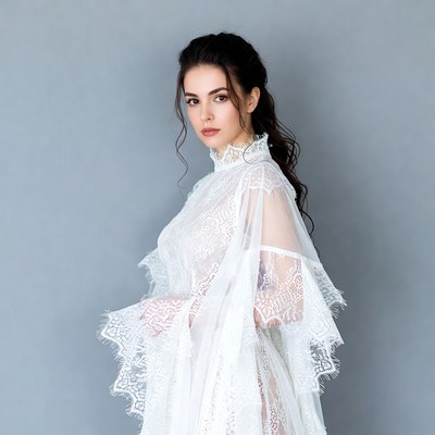 Woman in white lace dress