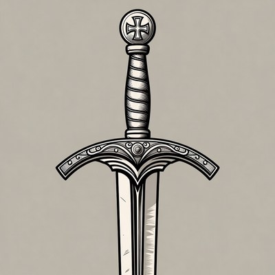 Ornate Medieval Sword with Cross