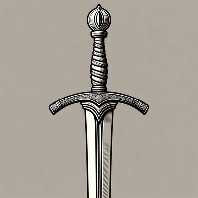 Engraved Medieval Sword Illustration