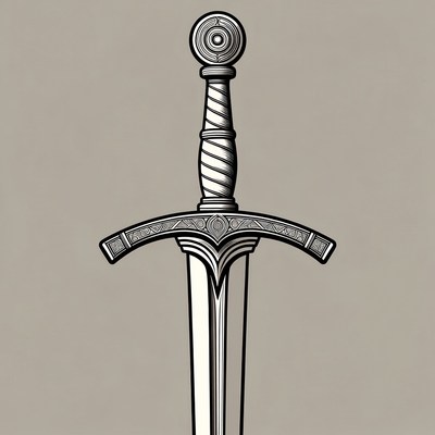 Ornate Medieval Sword Illustration
