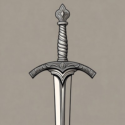 Ornate Medieval Sword Illustration