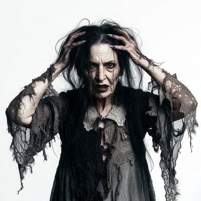 Woman clutching head in horror