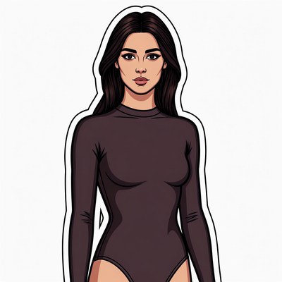 Woman in black bodysuit illustration