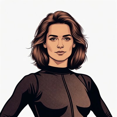 Woman in black bodysuit illustration