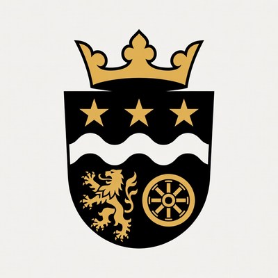 Coat of arms with lion and wheel