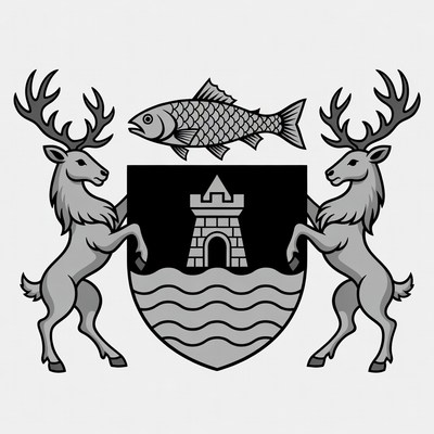 Coat of Arms with Deer Fish Tower
