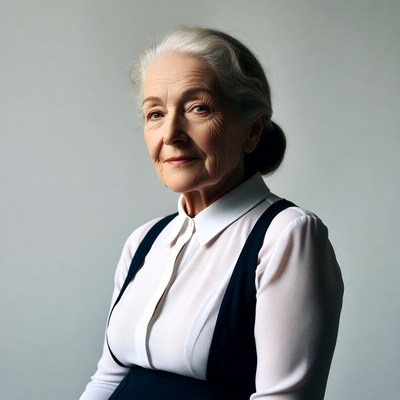 Elderly woman with silver hair