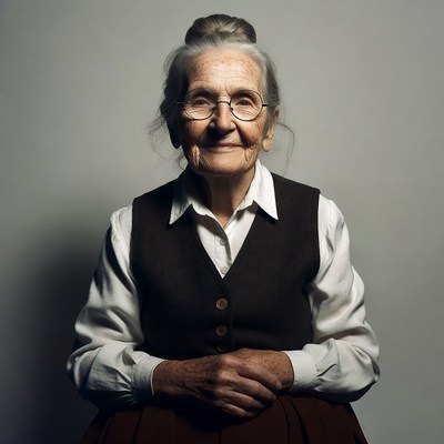 Elderly woman smiling with glasses