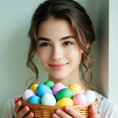 Young woman holding Easter eggs