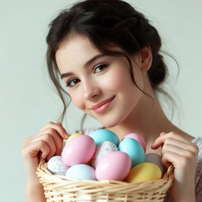 Young woman holding Easter eggs