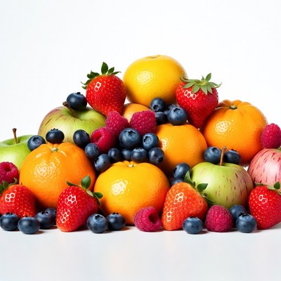 Fresh Mixed Berries and Fruits Pile