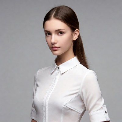 Young woman in white shirt