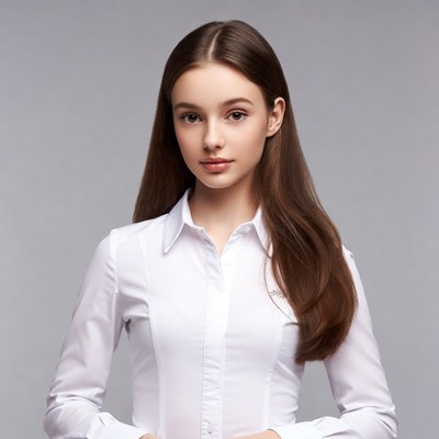 Young woman in white shirt
