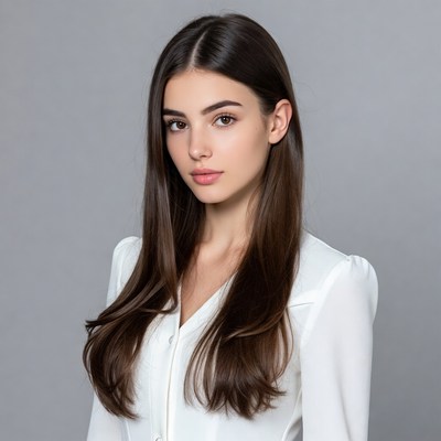 Beautiful woman with long brown hair