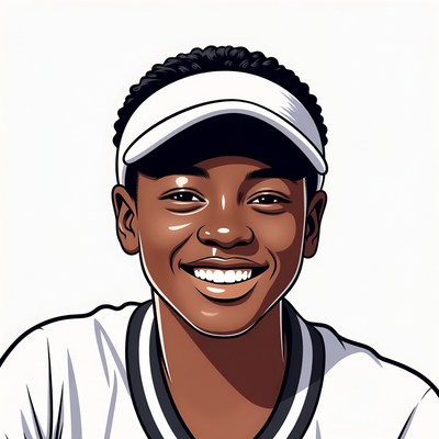 Smiling African-American boy in white visor