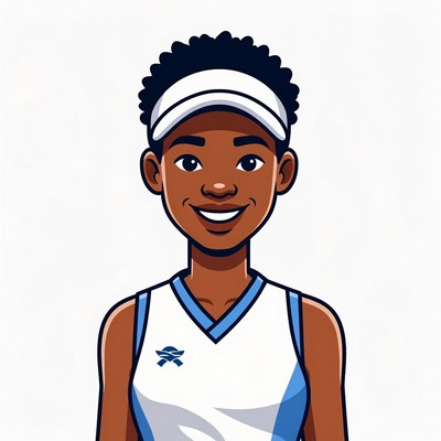 Smiling African-American woman in tennis uniform