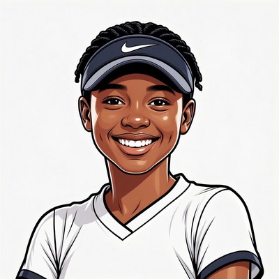 Smiling African-American girl in Nike visor